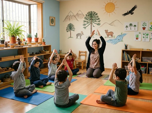 Profesora guiando un taller vivencial